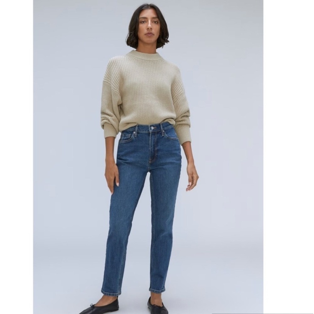 NEW Everlane The Cheeky Jean Crop Blue Straight Leg Size 33 Crop